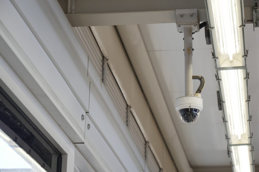 Surveillance Camera Strategically Placed at the Entrance of the Retail Store for Security
